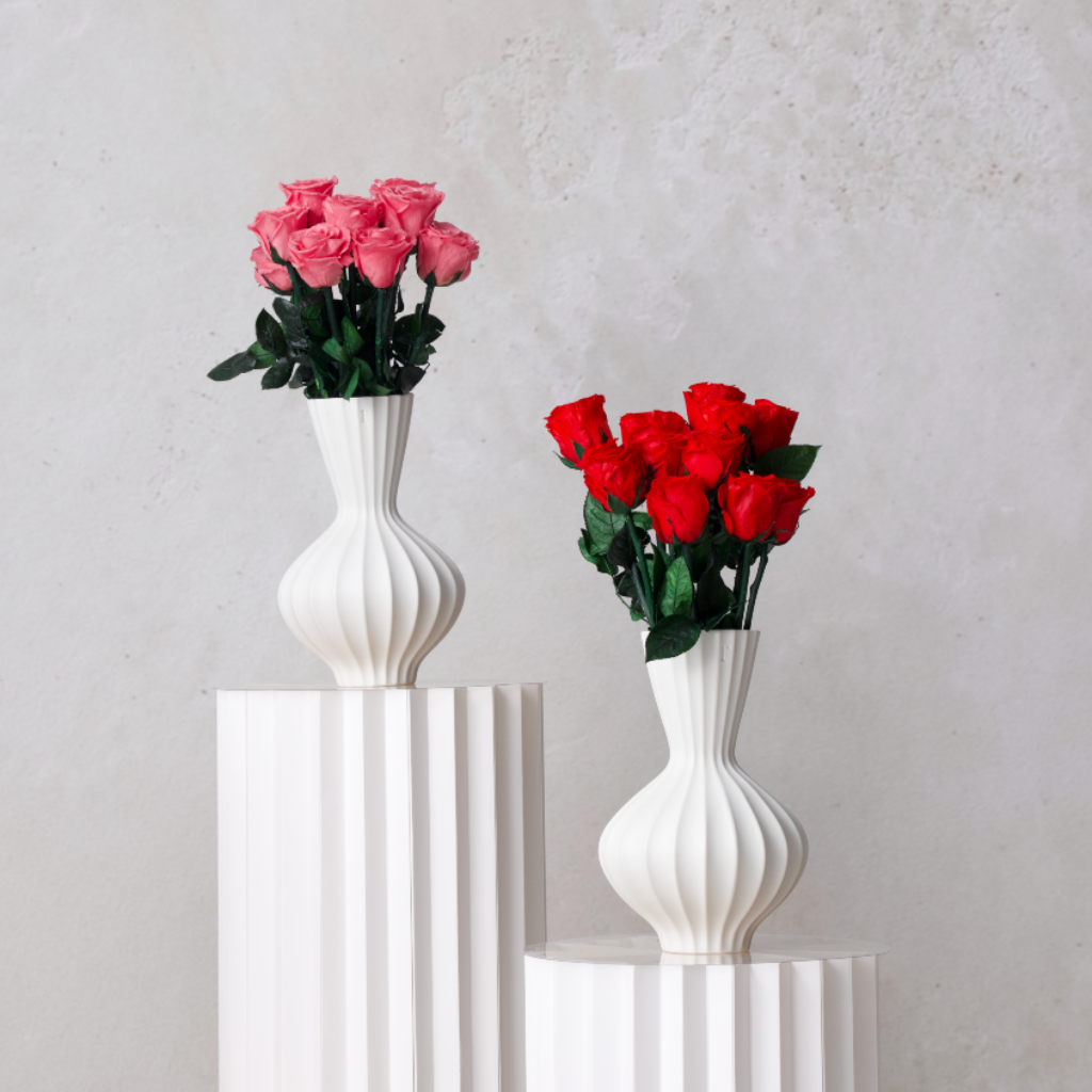 12 Long-Stem Forever Roses in Porcelain Vase | Rococo