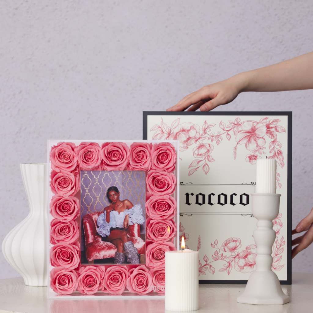 Photo Frame Adorned With 18 Forever Classic Roses | Rococo