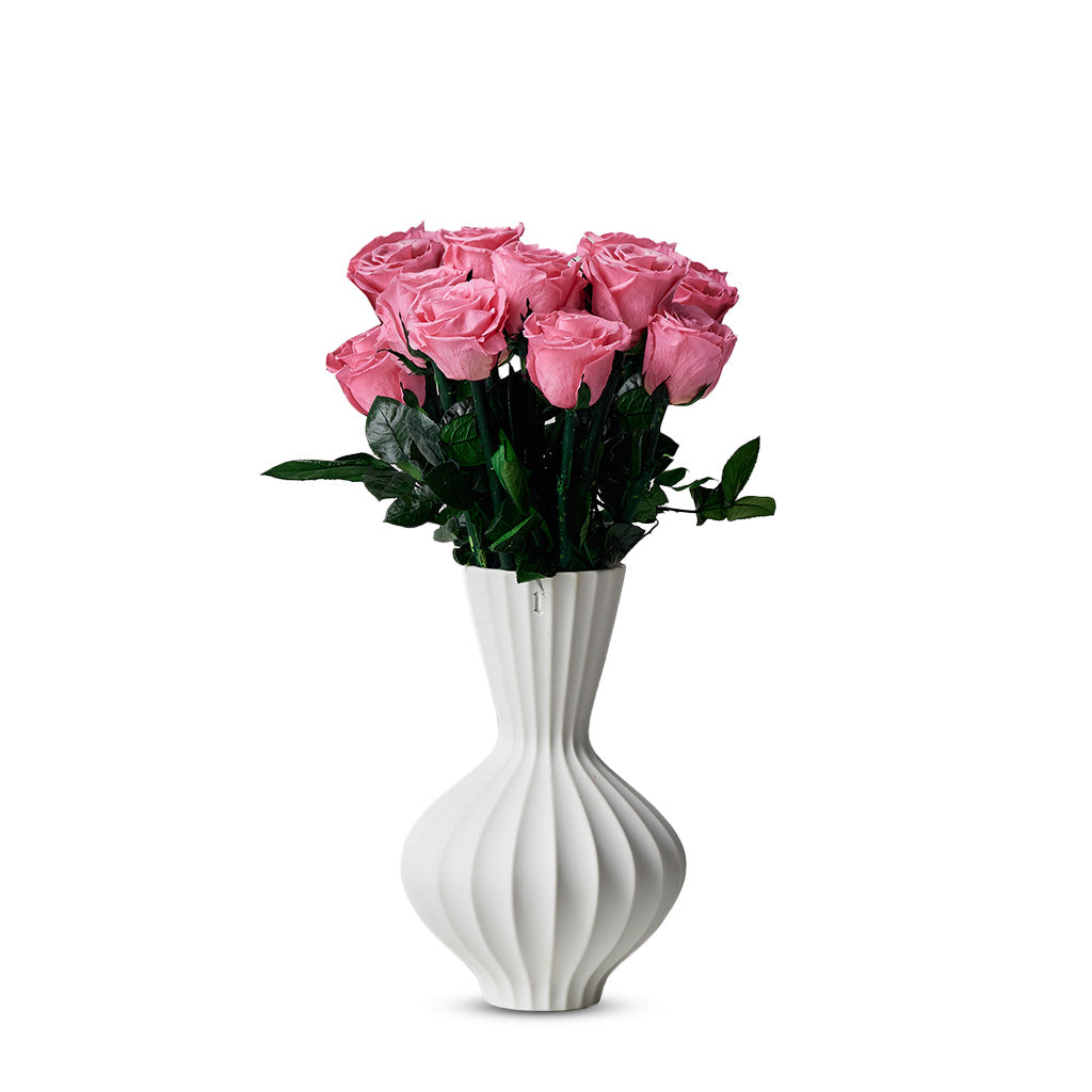 12 Long-Stem Forever Roses in Porcelain Vase | Rococo
